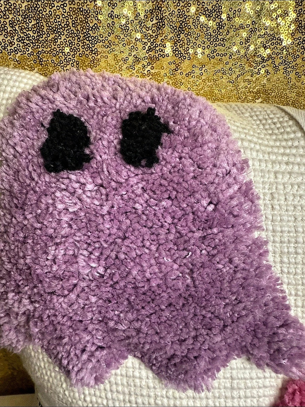 cupcakes and cashmere Tufted Ghost Halloween Decorative Pillow White & Purple - Picture 3 of 5